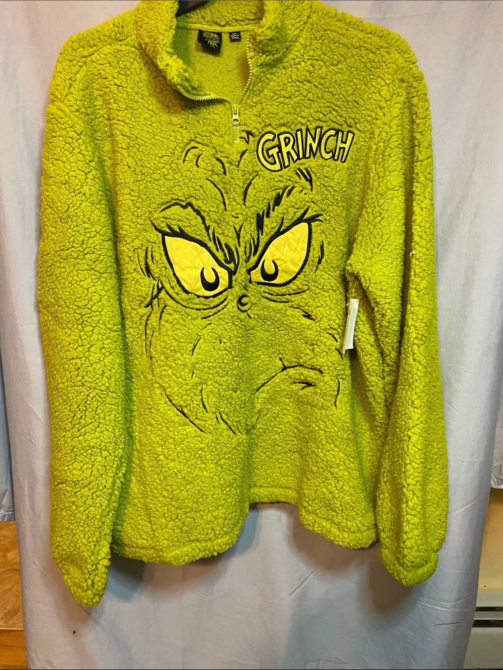 Dr. Seuss The Grinch Neon Green Sherpa Turtleneck Pullover